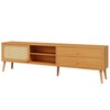 Rack para TV 220cm Até 60 Polegadas 2 Gavetas 1 Porta Curve Carvalho Rosé com Palha - Dalla Costa