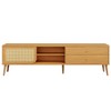 Rack para TV 220cm Até 60 Polegadas 2 Gavetas 1 Porta Curve Carvalho Rosé com Palha - Dalla Costa
