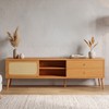 Rack para TV 220cm Até 60 Polegadas 2 Gavetas 1 Porta Curve Carvalho Rosé com Palha - Dalla Costa