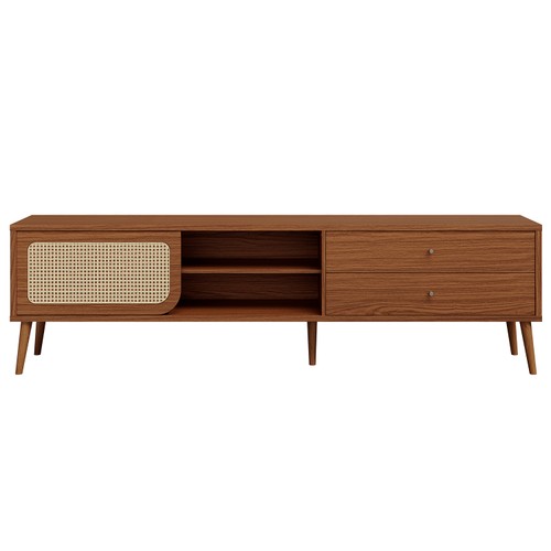 Rack para TV 220cm Até 60 Polegadas 2 Gavetas 1 Porta Curve Pinhão com Palha - Dalla Costa