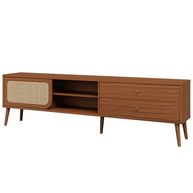 Rack para TV 220cm Até 60 Polegadas 2 Gavetas 1 Porta Curve Pinhão com Palha - Dalla Costa