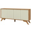Balcão Buffet 180cm 4 Portas Ripadas Mdf Freijó/Off White - Dalla Costa