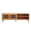 Rack Madrid 160cm 2 Portas Vidro Canelado Carvalho Rosé - Dalla Costa