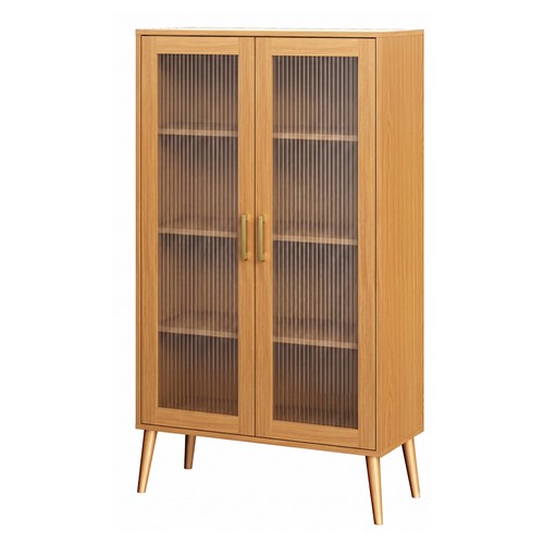 Cristaleira Madrid 91cm com 2 Portas de Vidro Canelado e 4 Prateleiras Carvalho Rosé - Dalla Costa