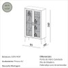 Cristaleira Madrid 91cm com 2 Portas de Vidro Canelado e 4 Prateleiras Carvalho Rosé - Dalla Costa