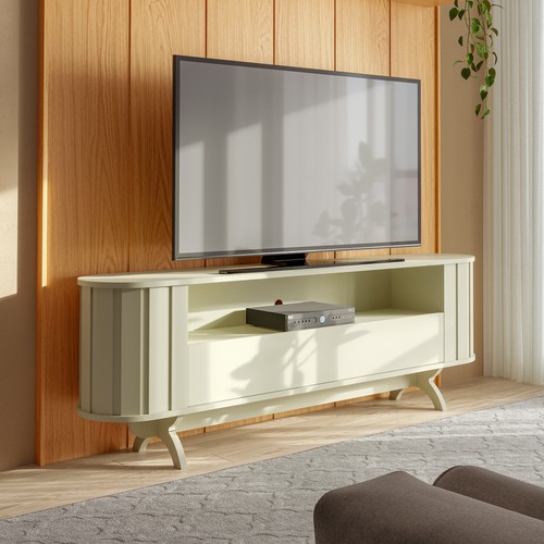 Rack para TV Até 60 Polegadas 1 Gaveta Curvo Nature Off White Fosco - Dalla Costa