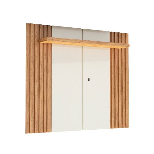 Painel para TV Até 55 Polegadas 1 Prateleira 140cm Ripado Off White/Freijó - Dalla Costa