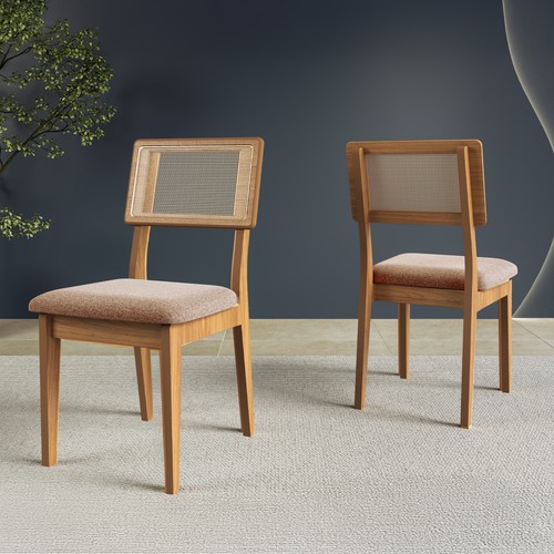 Kit 2 Cadeiras 100% Mdf Freijó/Taupe J28 - Dalla Costa