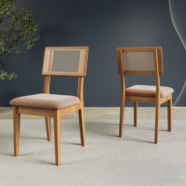 Kit 2 Cadeiras 100% Mdf Freijó/Taupe J28 - Dalla Costa