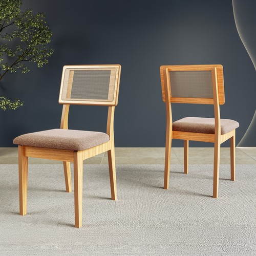 Kit 2 Cadeiras 100% Mdf Carvalho Rosé/Taupe Cr28 - Dalla Costa