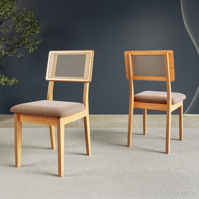 Kit 2 Cadeiras 100% Mdf Carvalho Rosé/Taupe Cr28 - Dalla Costa