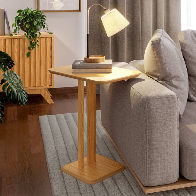 Mesa de Canto Auxiliar Retangular 60cm - Carvalho Rosé