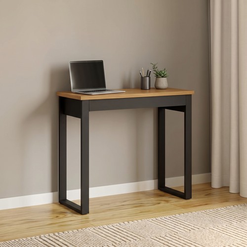 Mesa para Escritório Industrial 80cm com 1 Gaveta - Freijó/Preto Fosco