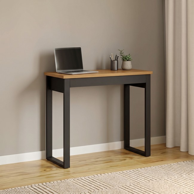 Mesa para Escritório Industrial 80cm com 1 Gaveta - Freijó/Preto Fosco