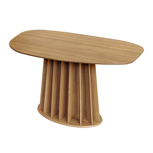 Mesa de Jantar Orgânica 160cm com Base Ripada - Freijó