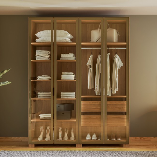 Guarda-Roupa Casal 4 Portas Reflecta 180cm - Freijó