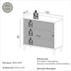 Cômoda 105cm com 3 Gavetas com Palha Sintética e Pés de Madeira - Carvalho Rosé