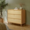 Cômoda 105cm com 3 Gavetas com Palha Sintética e Pés de Madeira - Carvalho Rosé