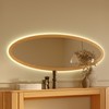 Painel Espelhado Oval com Led e Espelho 158cm - Carvalho Rosé