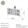 Balcão Buffet 135,5cm com 3 Portas com Palha Hexagonal Natural - Carvalho Rosé