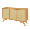 Balcão Buffet 135,5cm com 3 Portas com Palha Hexagonal Natural - Carvalho Rosé