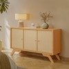 Balcão Buffet 135,5cm com 3 Portas com Palha Hexagonal Natural - Carvalho Rosé
