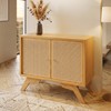 Balcão Buffet 92,5cm com 2 Portas com Palha Hexagonal Natural - Carvalho Rosé