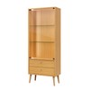 Cristaleira com 2 Portas de Vidro 2 Gavetas e Iluminação Led - Carvalho Rosé