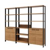 Conjunto de Estantes Industriais 219cm com 3 Torres e 2 Portas - Freijó/Preto Fosco
