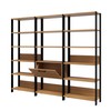 Conjunto de Estantes Industriais 219cm com 3 Torres e 1 Basculante - Freijó/Preto Fosco