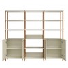 Conjunto de Estantes Industriais 219cm com 3 Torres e 2 Portas - Off White/Freijó