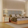 Cabeceira Almofadada 279cm com Led - Carvalho Rosé/Linho Cinza Claro