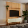 Rack Painel 192cm 2 Portas Basculantes Led - Carvalho Rosé/Off White Fosco