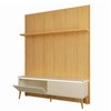 Rack Painel 192cm 2 Portas Basculantes Led - Carvalho Rosé/Off White Fosco