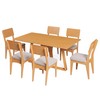 Conjunto Sala de Jantar Mesa 160cm com 6 Cadeiras 100% Mdf Carvalho Rosé/Bege Claro