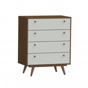 Comoda Retro 35 4 Gavetas Conhaque/Carvalho/Off White - Olivar Móveis