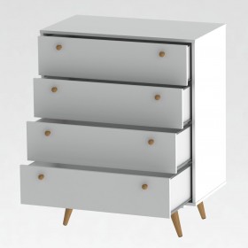 Comoda Retro 35 4 Gavetas Branco - Olivar Móveis