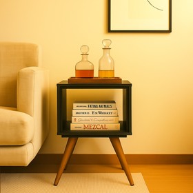 Mesa Lateral Retro 40 1 Nicho Preto - Olivar Móveis