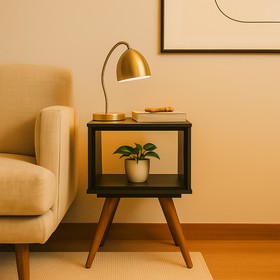 Mesa Lateral Retro 40 1 Nicho Preto - Olivar Móveis