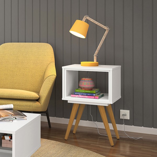 Mesa Lateral Retro 40 1 Nicho Branco - Olivar Móveis