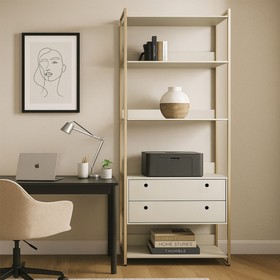 Closet Industrial Estante 2 Gavetas 5 Prateleiras Off White - Olivar Móveis