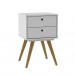 Mesa de Cabeceira Retro 50 2 Gavetas Branco - Olivar Móveis
