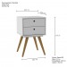 Mesa de Cabeceira Retro 50 2 Gavetas Branco - Olivar Móveis