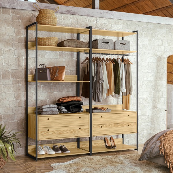 Closet Industrial Olivar 4 Gavetas 9 Prateleiras Pinus - Olivar Móveis