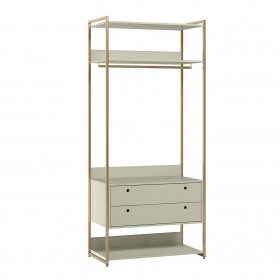 Guarda-Roupa Closet Industrial Olivar com Cabideiro 2 Gavetas 89cm - Off White