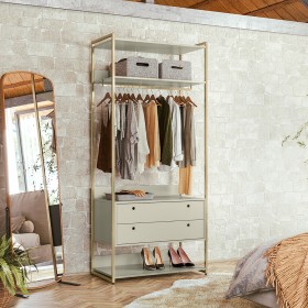 Guarda-Roupa Closet Industrial Olivar com Cabideiro 2 Gavetas 89cm - Off White