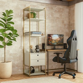 Closet Estante Industrial 2 Gavetas 5 Prateleiras Off White - Olivar Móveis