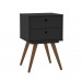 Mesa de Cabeceira Retro 50 2 Gavetas Preto - Olivar Móveis