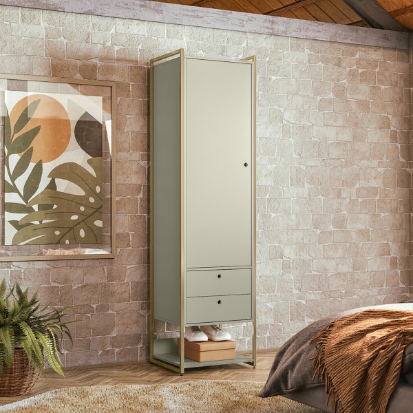 Closet Industrial Olivar 1 Porta 2 Gavetas 54cm Off White - Olivar Móveis