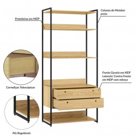 Closet Industrial Olivar 1 Porta 8 Gavetas Pinus - Olivar Móveis